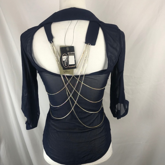 Womens Fashion Button Front Shirt Blue Small - Picture 1 of 7